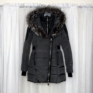 NICOLE BENISTI Down Jacket Genuine Fur Trim AUTHENTIC